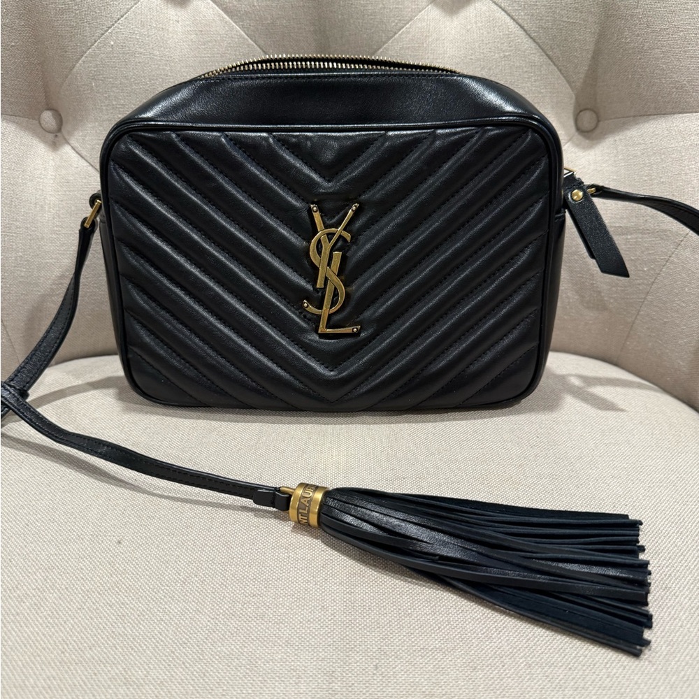 Yves Saint Laurent Lou Camera Crossbody Bag, Black Leather